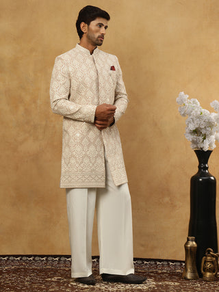 Cotton Blend Embroidered Indo-Western Set
