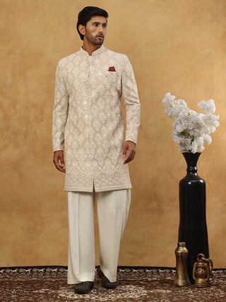 Cotton Blend Embroidered Indo-Western Set