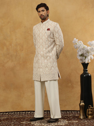Cotton Blend Embroidered Indo-Western Set