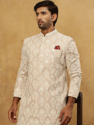 Cotton Blend Embroidered Indo-Western Set