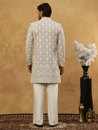 Cotton Blend Embroidered Indo-Western Set