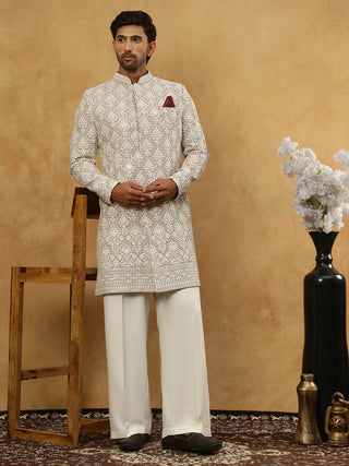 Cotton Blend Embroidered Indo-Western Set