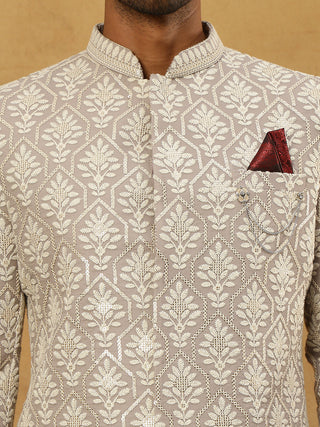 Cotton Blend Embroidered Indo-Western Set
