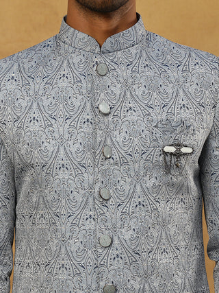 Paisley Jacquard Silk Indo-Western Set