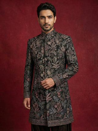 Embroidered Velvet Indo-Western Set for Men