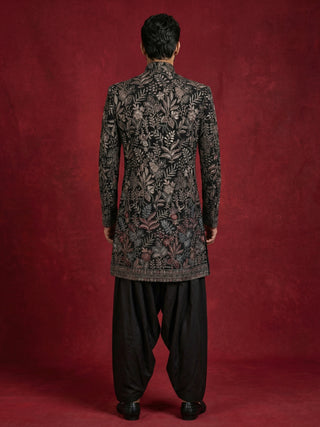 Embroidered Velvet Indo-Western Set for Men