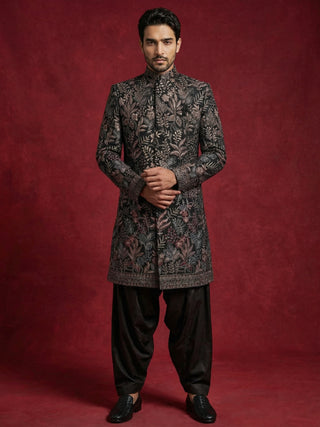 Embroidered Velvet Indo-Western Set for Men