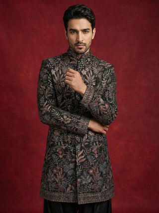 Embroidered Velvet Indo-Western Set for Men