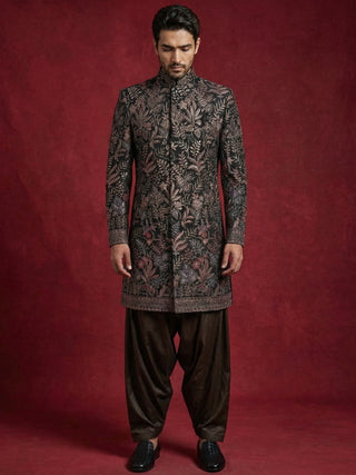 Embroidered Velvet Indo-Western Set for Men