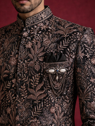 Embroidered Velvet Indo-Western Set for Men