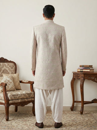 Silk Blend Embroidered Indo-Western Set