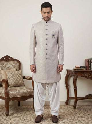 Silk Blend Embroidered Indo-Western Set