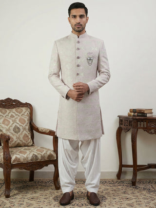 Silk Blend Embroidered Indo-Western Set