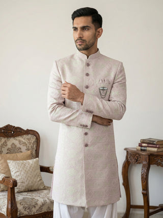 Silk Blend Embroidered Indo-Western Set