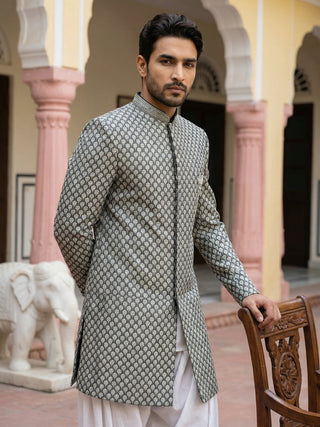 Embroidered Silk Blend Indo-Western Set