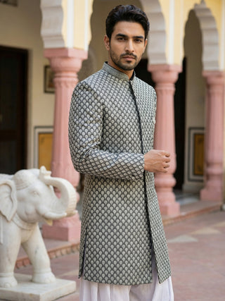 Embroidered Silk Blend Indo-Western Set