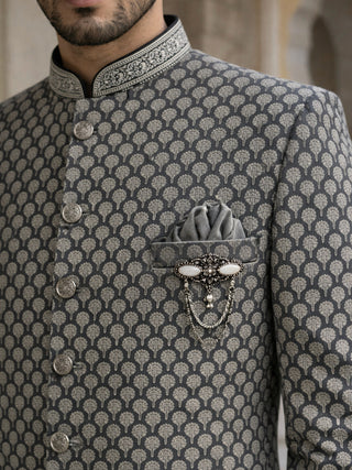 Embroidered Silk Blend Indo-Western Set