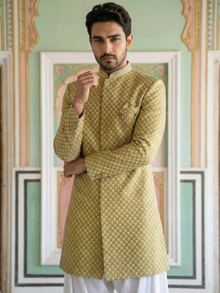 Embroidered Silk Blend Indo-Western Set