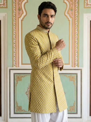 Embroidered Silk Blend Indo-Western Set