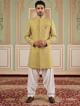 Embroidered Silk Blend Indo-Western Set