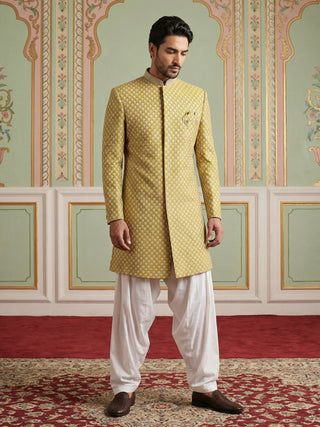 Embroidered Silk Blend Indo-Western Set