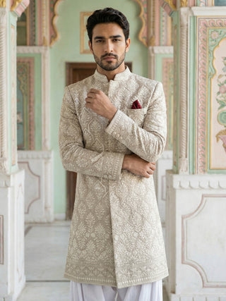 Cotton Blend Embroidered Indo-Western Set