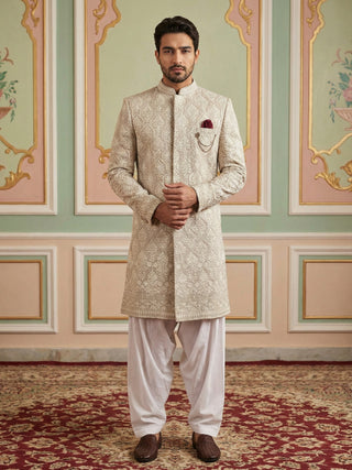 Cotton Blend Embroidered Indo-Western Set