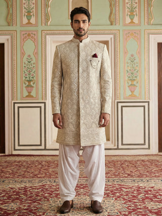 Cotton Blend Embroidered Indo-Western Set