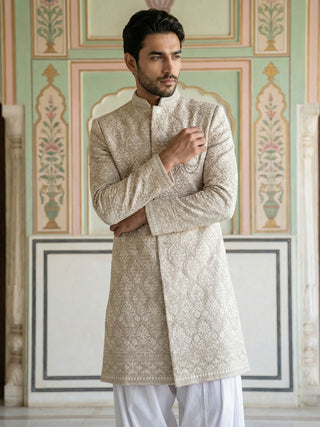Cotton Blend Embroidered Indo-Western Set