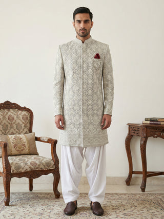 Cotton Blend Embroidered Indo-Western Set