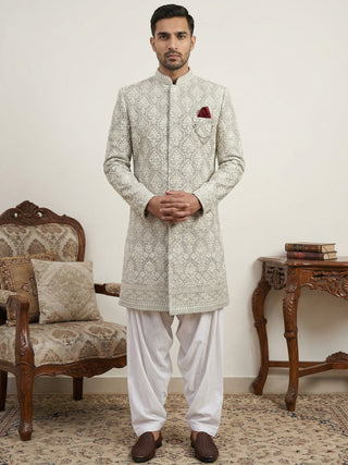 Cotton Blend Embroidered Indo-Western Set