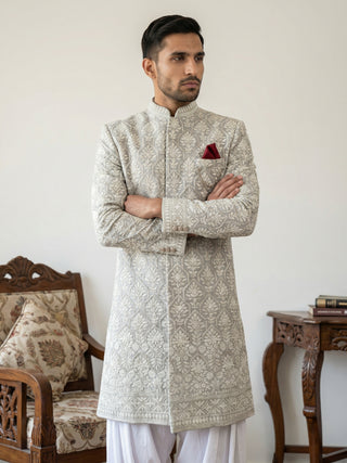 Cotton Blend Embroidered Indo-Western Set