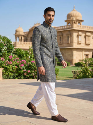 Men’s Woven Silk Jacquard Indo-Western Set