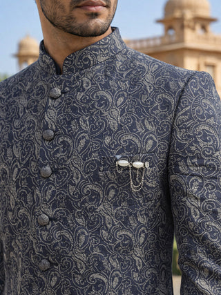 Men’s Woven Silk Jacquard Indo-Western Set