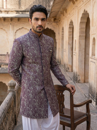 Men’s Woven Silk Jacquard Indo-Western Set