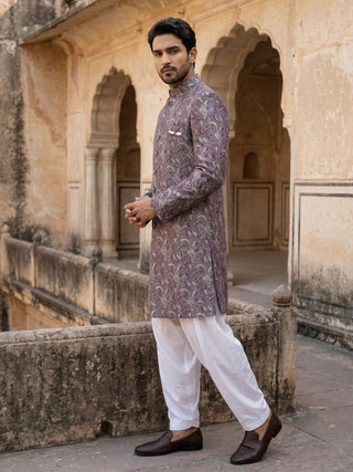 Men’s Woven Silk Jacquard Indo-Western Set