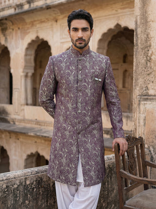 Men’s Woven Silk Jacquard Indo-Western Set