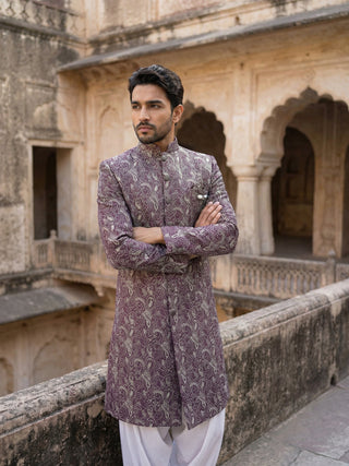 Men’s Woven Silk Jacquard Indo-Western Set