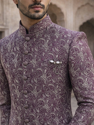 Men’s Woven Silk Jacquard Indo-Western Set