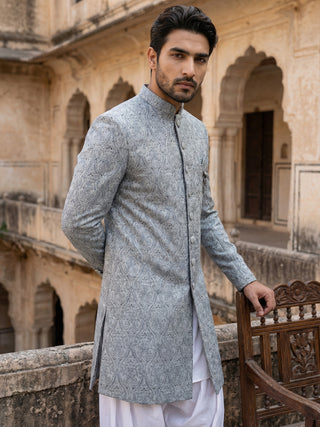 Paisley Jacquard Silk Indo-Western Set