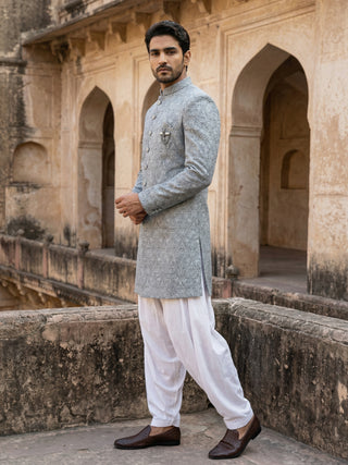 Paisley Jacquard Silk Indo-Western Set