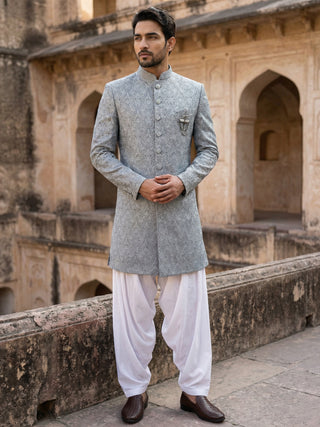 Paisley Jacquard Silk Indo-Western Set