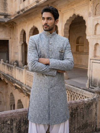 Paisley Jacquard Silk Indo-Western Set