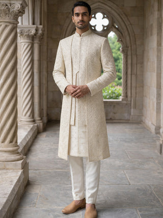 Men Designer Embroidered Sherwani Set