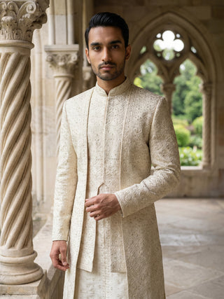 Men Designer Embroidered Sherwani Set