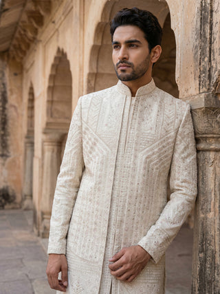 Silk Blend Heavy Embroidered Sherwani Set