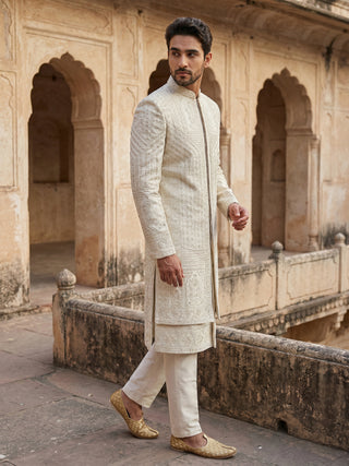 Silk Blend Heavy Embroidered Sherwani Set