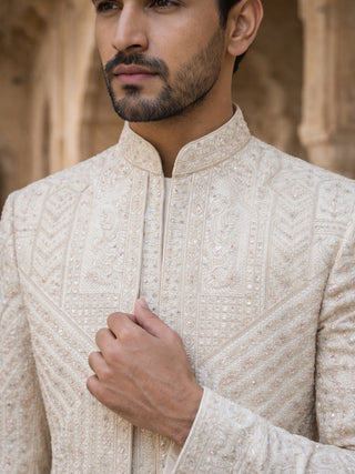 Silk Blend Heavy Embroidered Sherwani Set