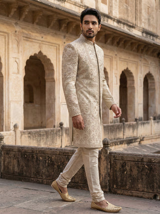 Premium Embroidered Silk Blend Sherwani Set