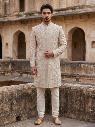 Premium Embroidered Silk Blend Sherwani Set